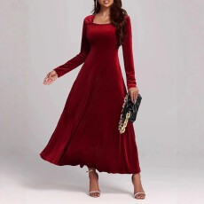 批发跨境大码女式时尚大气优雅高级感适合适合约会晚宴正式场合连衣裙