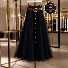 批发欧美大码女式时尚优雅网纱拼接层次感通勤气质半身裙无腰带