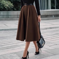 批发<b class='q'>欧美</b>跨境亚马逊<b class='q'>大码</b>女式时尚休闲通勤宽松纯色百搭半身裙