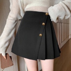 批发<b class='q'>欧美</b>跨境亚马逊<b class='q'>大码</b>女士时尚休闲百搭气质不对称纽扣设计半身裙