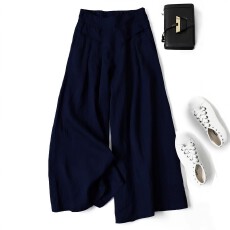 批发<b class='q'>欧美</b>跨境亚马逊大码女式高腰设计宽松垂坠独特剪裁拼接时尚阔腿<b class='q'>裤</b>