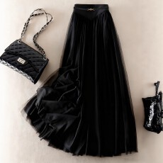 批发欧美亚马逊大码女式时尚休闲采用<b class='q'>网纱</b>与内衬的双层设舒适半身裙