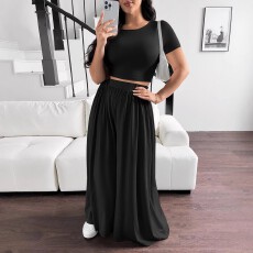 批发<b class='q'>欧美</b>女士<b class='q'>大码</b>套装两件套包含一件上衣和一条裤子休闲裤装