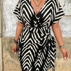 批发大码V领<b class='q'>连衣裙</b> 遮肉显瘦宽松高腰高级感气质优雅 春夏季日常通勤