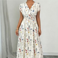 批发大码女式优雅温柔穿搭V领收腰清新小碎花舒适<b class='q'>连衣裙</b>