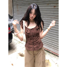 批发夏季设计感紫色雪纺衬衫甜辣上衣2026<b class='q'>新款</b>宽松挂脖轻熟风