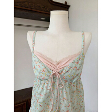 批发已出货 法式温柔风碎花V领<b class='q'>修身</b>吊