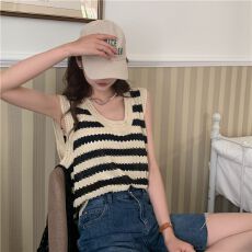 批发已出货 条纹针织吊带背心女内搭时尚洋气时髦夏外穿上衣