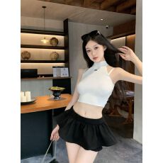 批发已出货 可调节<b class='q'>肩带</b>吊带针织挂脖小背心女夏内搭甜辣妹短款上衣