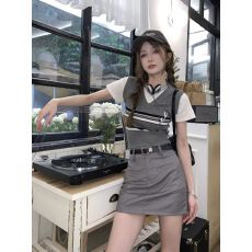 批发已出货 洋气<b class='q'>套装</b>女装假两件针织衫上衣2026夏季新款学院风修身