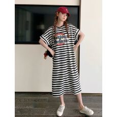 批发已出货显瘦T恤条纹<b class='q'>连衣裙</b>女2026新款夏季中长款气质高级感