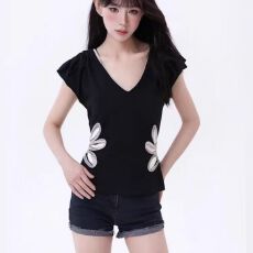 批发别致<b class='q'>T</b><b class='q'>恤</b>女内搭V领上衣