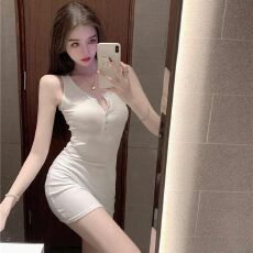 批发已出货 罗纹 包臀<b class='q'>短裙</b>时尚黑色背心吊带连衣裙子女