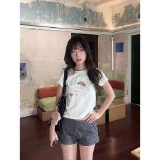 批发正肩常规<b class='q'>短袖</b> 高弹力新款夏季<b class='q'>修身</b>显瘦洋气上衣