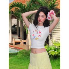 批发短款<b class='q'>短袖</b> 高弹力新款夏季<b class='q'>修身</b>显瘦洋气上衣