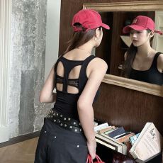 批发镂空美背外穿吊带背心女春夏款一体自带胸垫免穿<b class='q'>文胸</b>内搭打底上衣