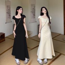 批发已出货温柔风收腰鱼骨<b class='q'>包臀</b><b class='q'>长裙</b>高级感法式掐腰连衣裙女夏季2026