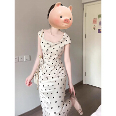 批发夏季白色波点连衣裙子法式气质<b class='q'>包臀</b><b class='q'>长裙</b>开春流行穿搭2026