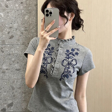 批发已出货 <b class='q'>纯棉</b>立领短袖t恤夏季<b class='q'>打底衫</b>显瘦国风上衣