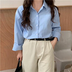 批发已出货秋季新款白色<b class='q'>衬衫</b>女长袖<b class='q'>韩版</b>chic宽松<b class='q'>衬衫</b>翻领休闲显瘦