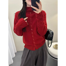 批发已出货爱丽丝洗水韩系纯色蕾丝花边长袖针织开衫女单排扣设