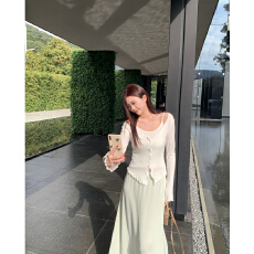 批发已出货 温柔纯欲风木耳边假两件毛针织衫女2026秋冬韩系显瘦小衫