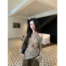 批发已出货原版布料银线印花气质高级感不规则下摆晕染<b class='q'>花朵</b>斜领