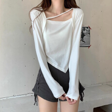 批发已出货莫代尔棉春秋季新款纯欲不规则修身内搭<b class='q'>t</b><b class='q'>恤</b>长袖打底衫<b class='q'>紧身</b>