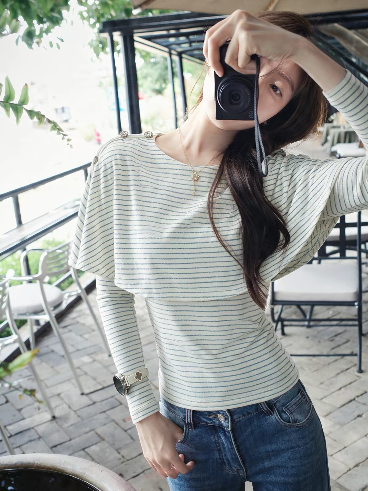 BY32850# 条纹披肩斗篷...