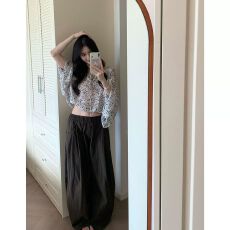 批发已出货时尚波点一字肩长袖小衫女秋季小众别致百搭休闲上衣<b class='q'>雪纺衫</b>