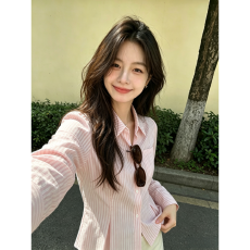 批发已出货polo翻领<b class='q'>长袖</b>衬衫女秋季设计感小众修身百搭韩系上衣