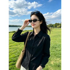 批发已出货黑色<b class='q'>长袖</b>衬衫女春秋季修身显瘦上衣内搭外穿气质漂亮小衫
