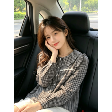 批发已出货衬衫<b class='q'>长袖</b>女秋季蕾丝边叠穿衬衣百搭宽松娃娃领上衣