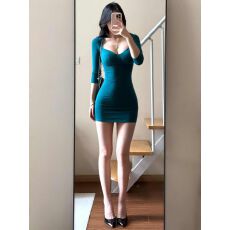 批发已出货七分袖带胸垫女夏包臀<b class='q'>裙</b>性感中袖连衣<b class='q'>裙</b>女收腰包臀短<b class='q'>裙</b>