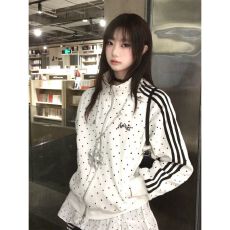 批发已出货波点<b class='q'>外套</b>女早秋新款运动立领<b class='q'>卫衣</b>开衫y2k轻亚风上衣