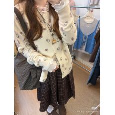 批发已出货韩系甜美风卡通猫咪针织<b class='q'>开衫</b><b class='q'>女</b>秋季慵懒风圆领<b class='q'>毛衣</b>