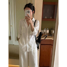 批发老钱风亚麻<b class='q'>衬衫</b>女夏季薄款宽松长袖防晒<b class='q'>衬衣</b>外套