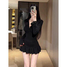 批发已出货 风高级裙辣妹秋冬季春季黑色连衣裙新款短裙御姐修身<b class='q'>套装</b>
