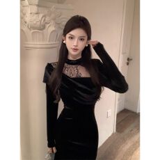 批发已出货2026新款法式蕾丝拼接高级感宴会<b class='q'>小礼服</b>长<b class='q'>裙</b>