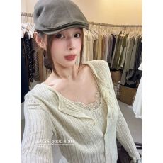 批发已出货 秋冬韩系温柔纯欲蕾丝吊带假两件针织上衣女小衫