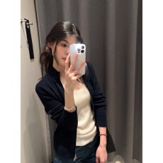 批发已出货 高品质美式复古立领拉链早春季开衫毛衣外套女休闲慵懒风