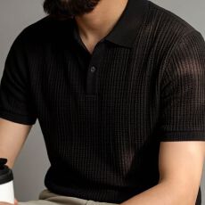批发26春夏新纯色针织大码高端POLO短袖<b class='q'>T</b><b class='q'>恤</b>上衣<b class='q'>翻领</b>商务休闲老钱<b class='q'>男士</b>