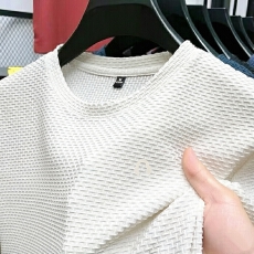 批发高端冰丝短袖圆领T恤夏季纯色<b class='q'>休闲</b>薄款<b class='q'>商务</b>上衣