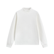 批发白色 德绒长袖秋冬双面磨毛半高领打底衫宽松圆领上衣长袖 280克