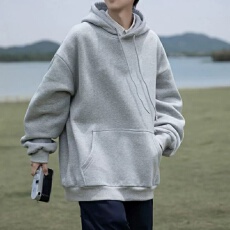 批发310克 1.5号灰 大版型尺寸仿棉华棉复合连帽薄款空白版中性款卫衣