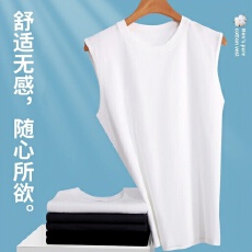 220克 精梳紧赛纯棉休闲潮流中性宽松无袖坎肩空白版背心T恤