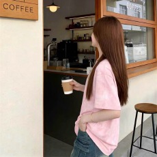 批发水洗扎染凉感液氨棉 抗菌黑科技防晒宽松落肩潮T男女款T恤 230克