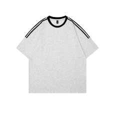 批发（促销21支220克100%棉）纯棉半杆条落肩短袖T恤