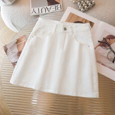 批发牛仔裙女2025年夏季薄款宽松显瘦高腰无弹白色半身裙防走光短裙