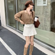 批发百褶牛仔短裙女2026春夏新款黑金色高腰显瘦防走光弹力A字半身裙